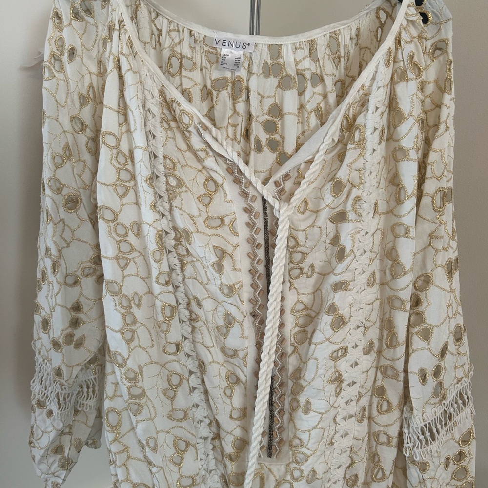 large boho cram and gold blouse